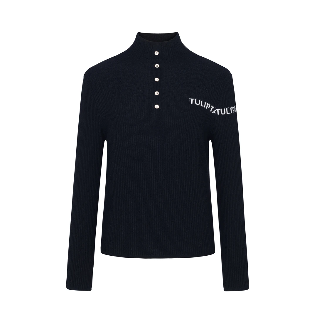 【小余专属】商场同款新品半高领字母提花针织衫NDY10A34609