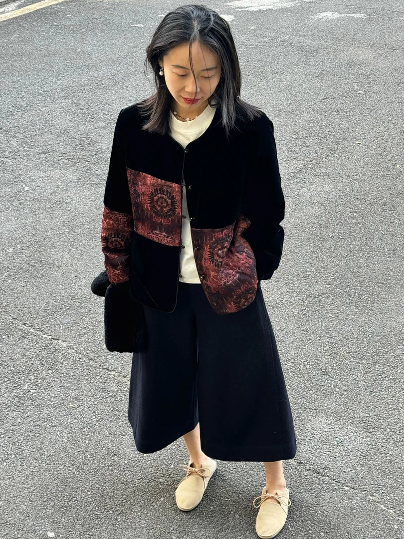 16-【砚红】人丝香云纱保暖棉服外套