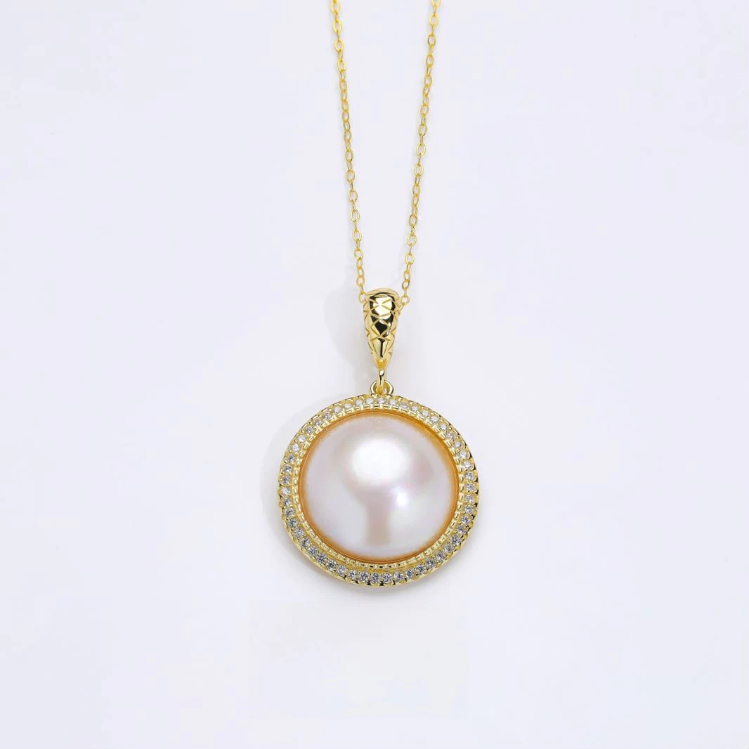 AIKJIANG/爱匠【白总】海水气质款马贝吊坠 14-15mm 赠淡水小米珠