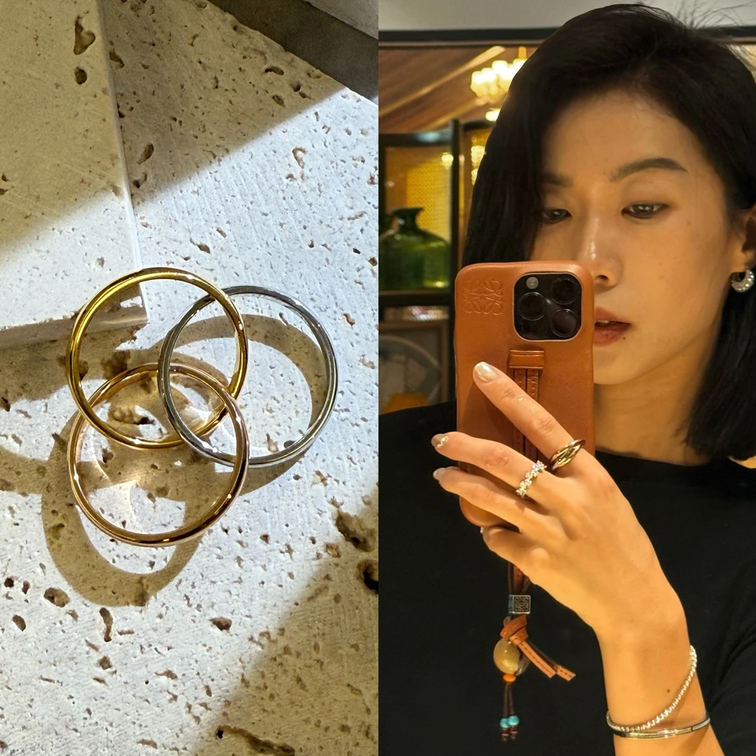铜合金戒指 L7M【三环戒指】三色时尚气质ins轻奢圈圈