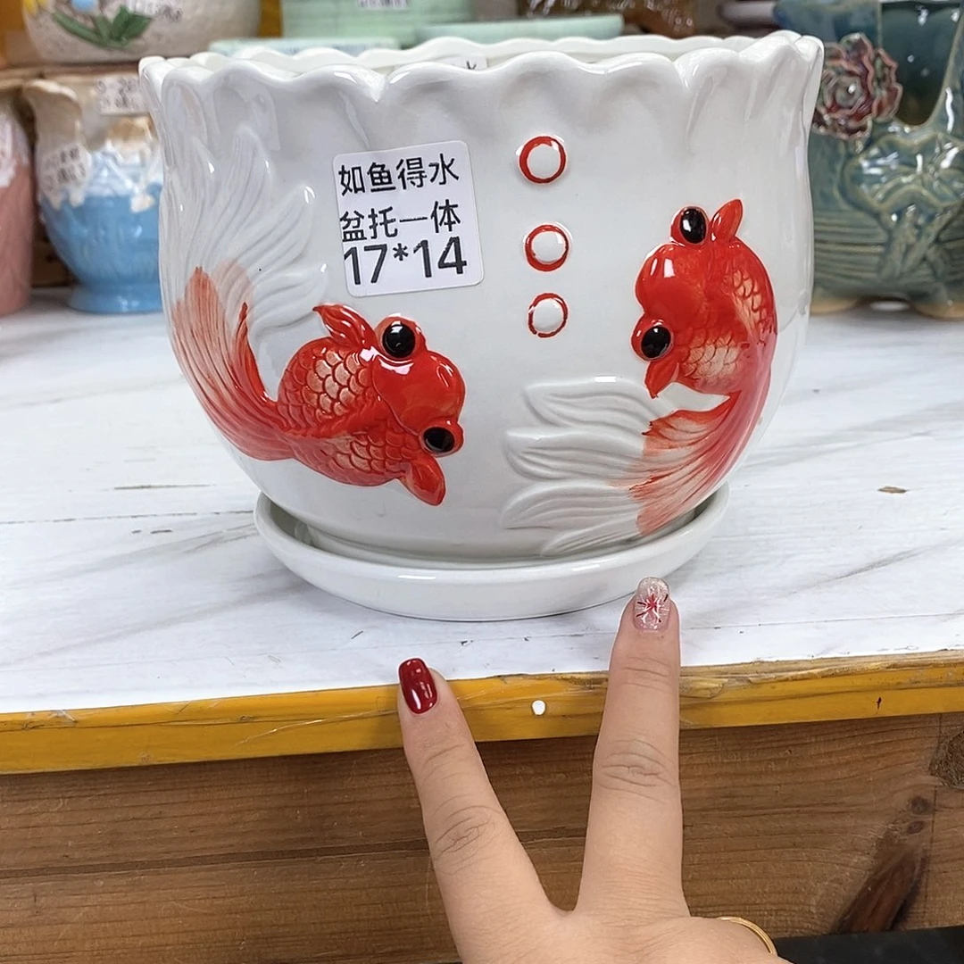 陶瓷@陶瓷花盆@@两个如鱼得水