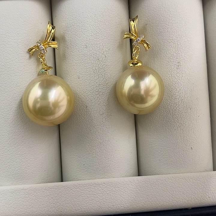 定制海水珍珠未镶嵌裸珠254宝石光金珠12-13mm