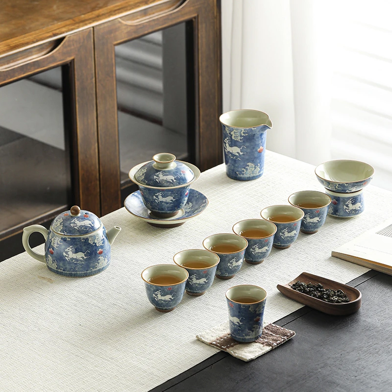 海兽功夫茶具套装陶瓷泡茶壶喝茶杯礼盒装中式办公室家用伴手礼