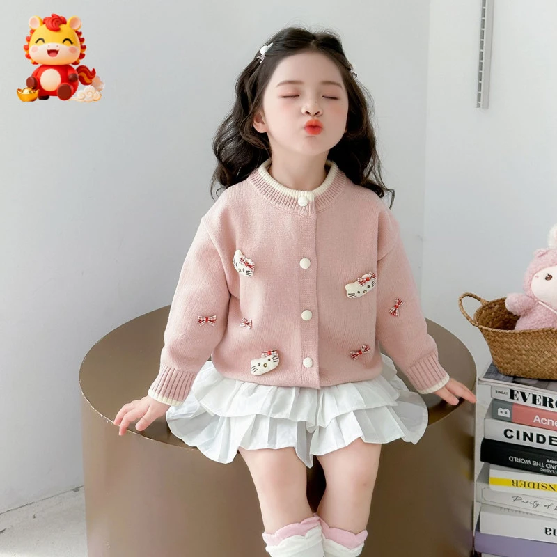 女童毛衣开衫外套春秋装衣服2025秋季新款儿童小童宝宝针织衫上衣