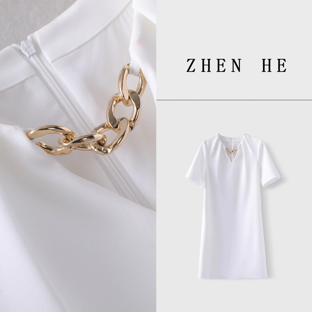臻赫/ZHEN·HE 夏季新款 女士金属链条连衣裙2025夏