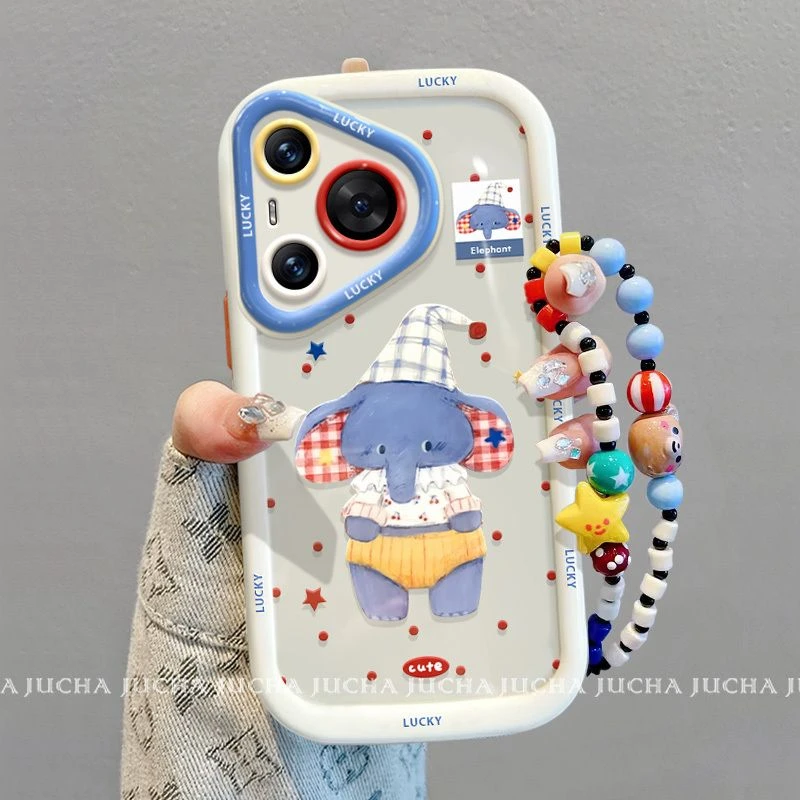 蓝色小象适用苹果16pro手机壳卡通华为nova14防摔荣耀400可爱oppo