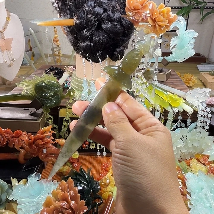 蛇纹石玉合金发饰