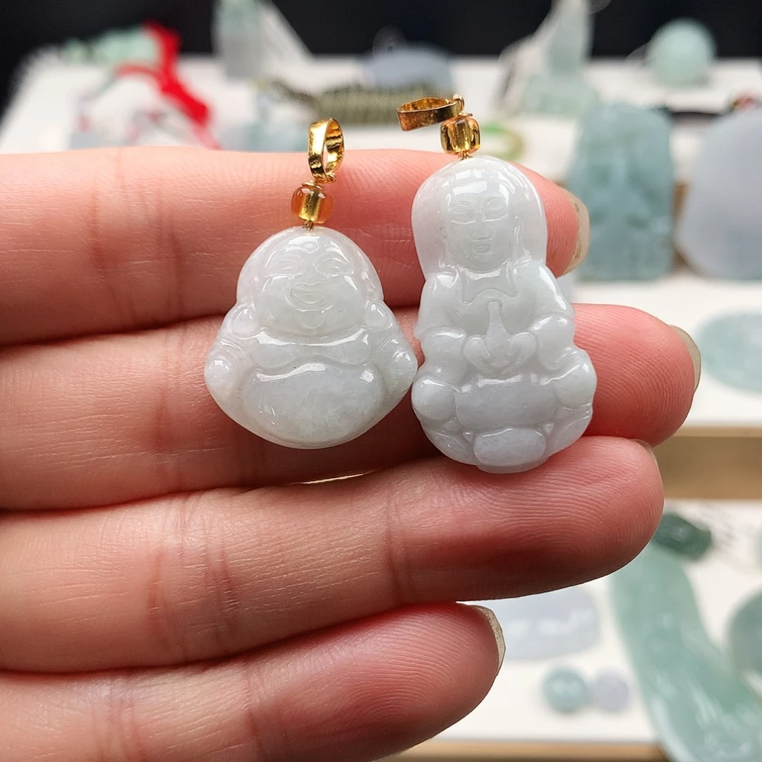 翡翠未镶嵌吊坠(不含链)21佛公观音