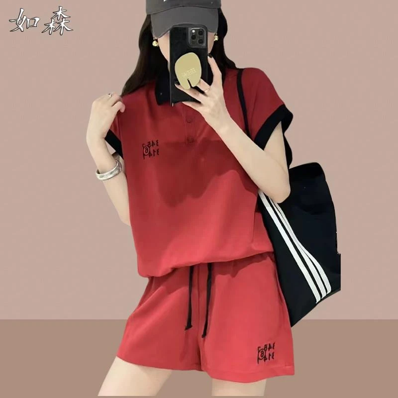 欧洲站套装女2025夏季新品宽松休闲短袖POLO衫正版polo衫女短袖