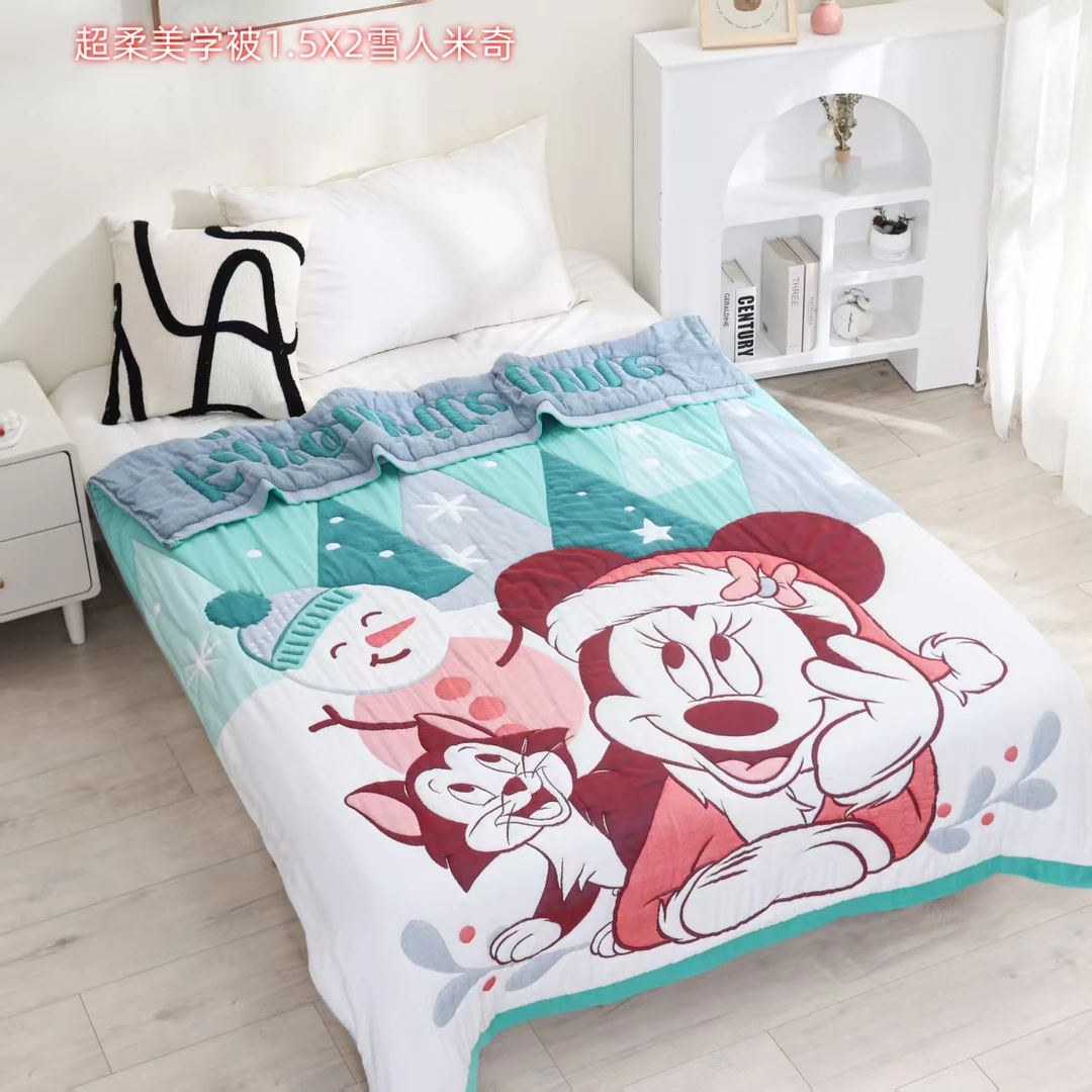 【雪人米奇】150/200可机洗柔软亲肤多功能纱布泡芙被美学被