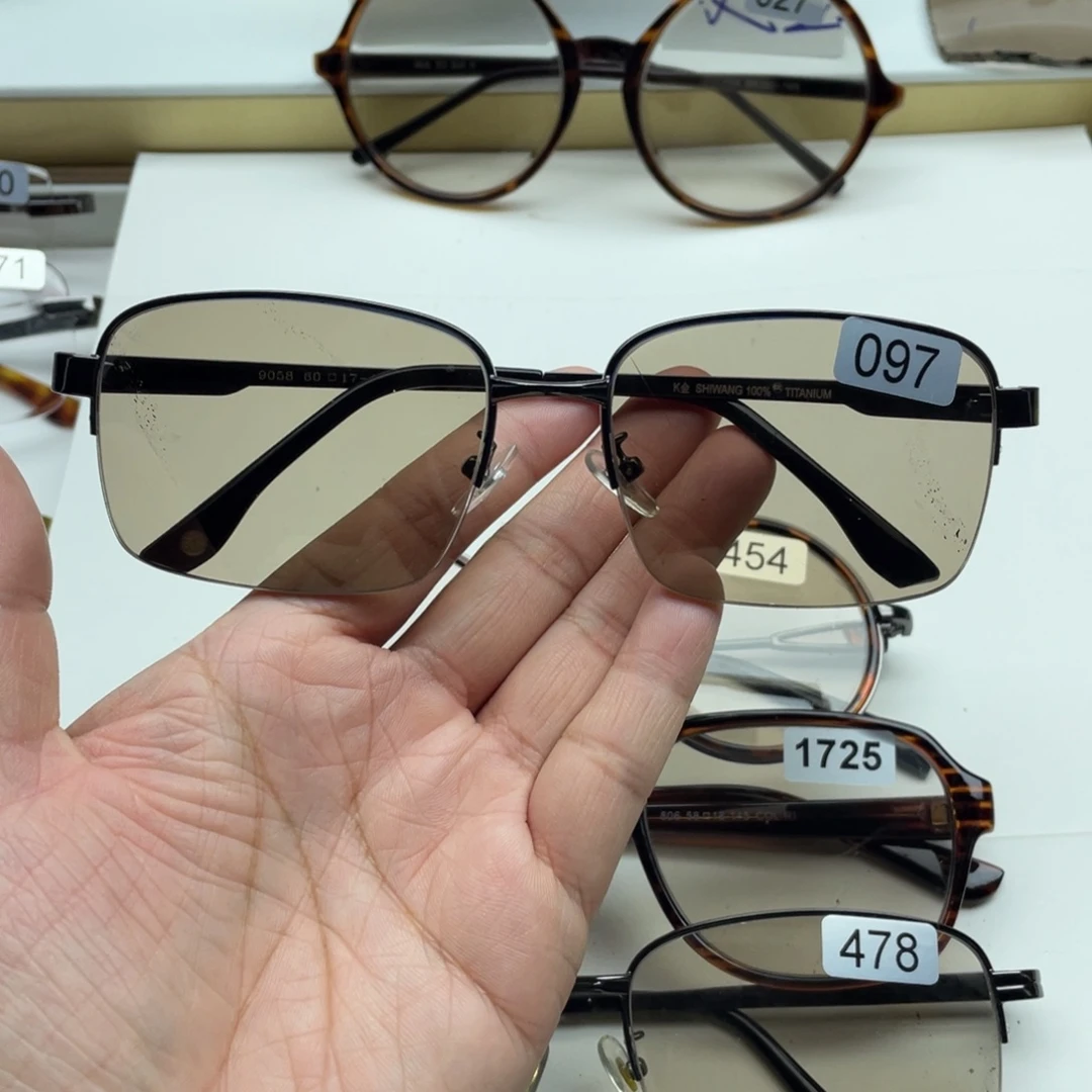 茶水晶半框眼镜 097