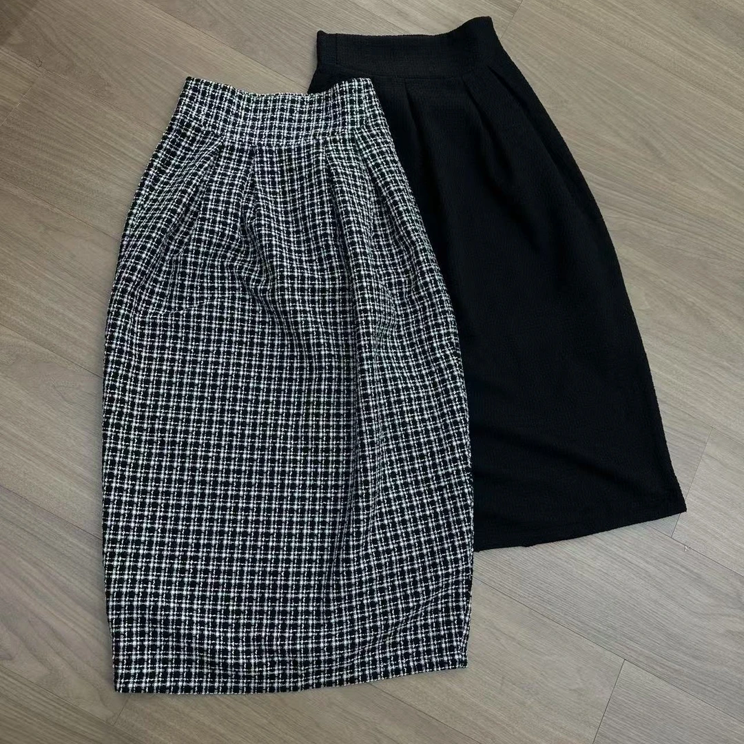 高腰显瘦侧边拉链开叉半身裙（25010701）