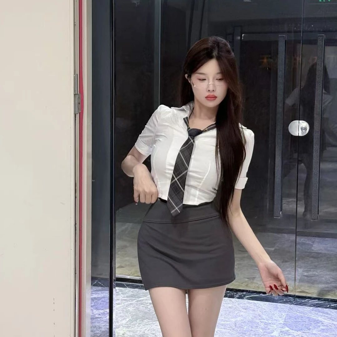 9062#修身显瘦气质短袖衬衫