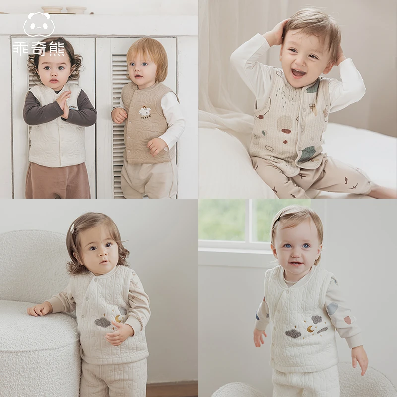 【夹丝棉马甲】保暖背心马夹秋冬季婴幼儿坎肩外套德绒发热