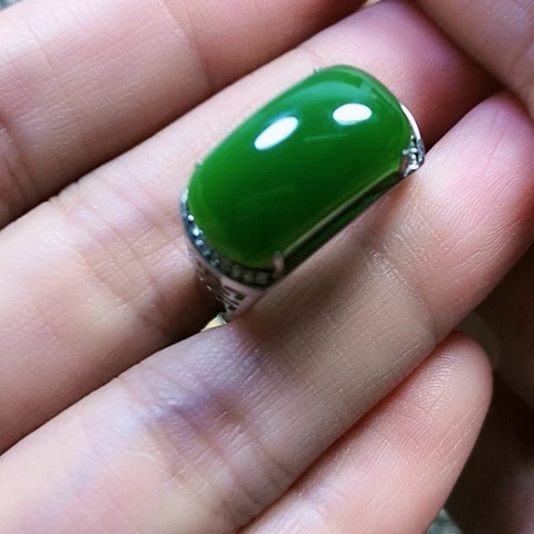 和田玉银S925镶嵌戒指