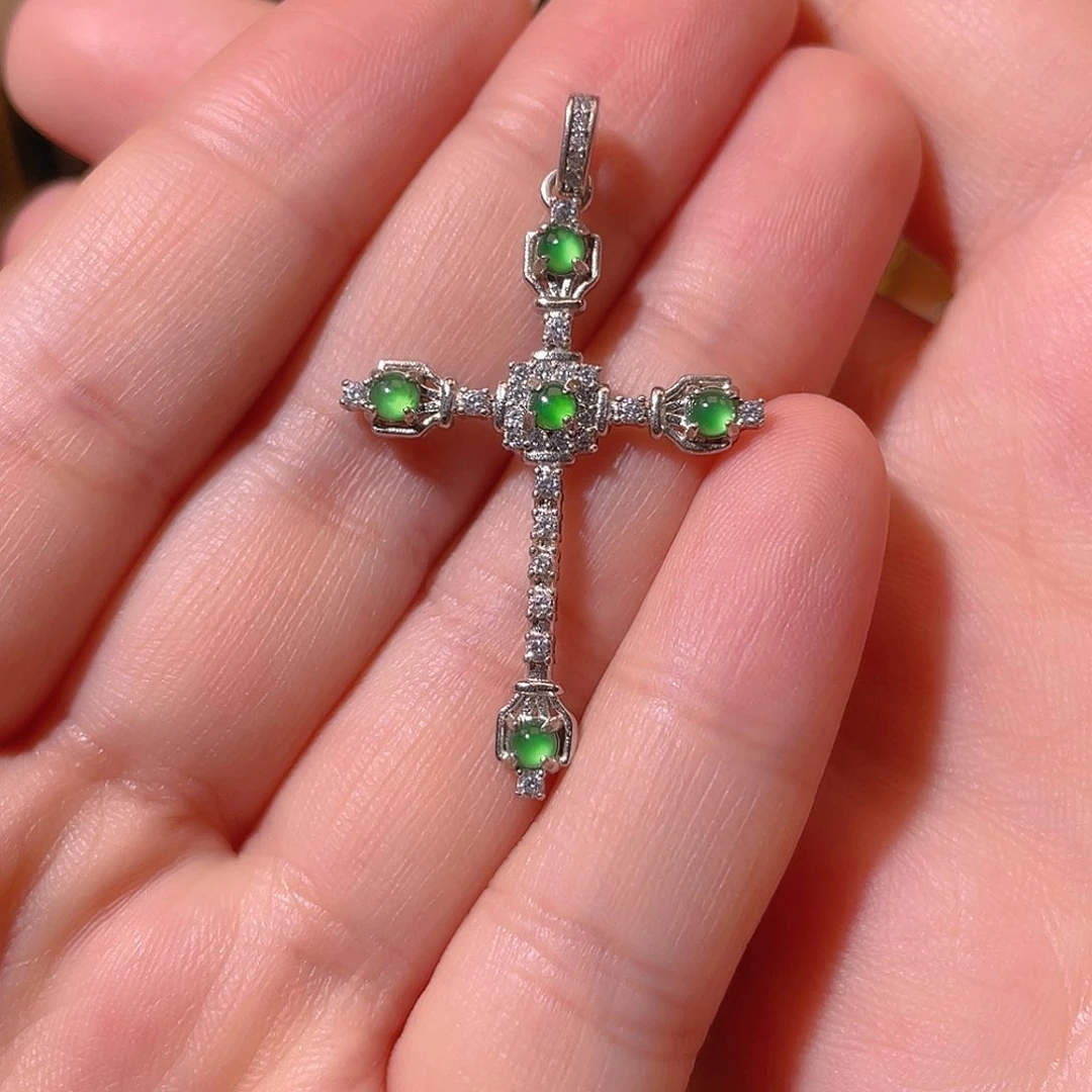 翡翠吊坠(不含链)银S925镶嵌