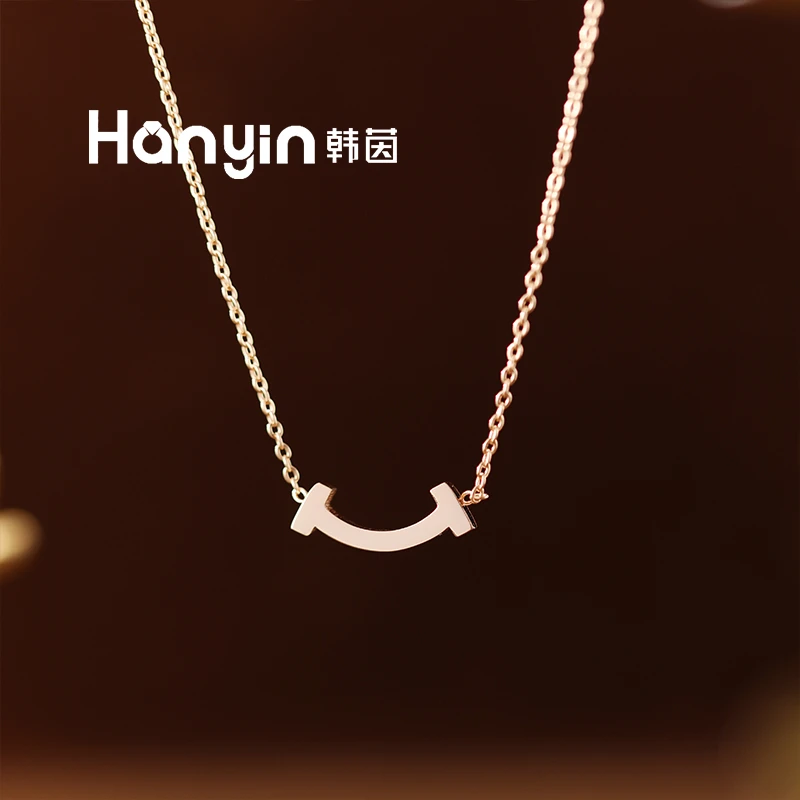 铜合金项链 43cm高版重工光面微笑项链AAA