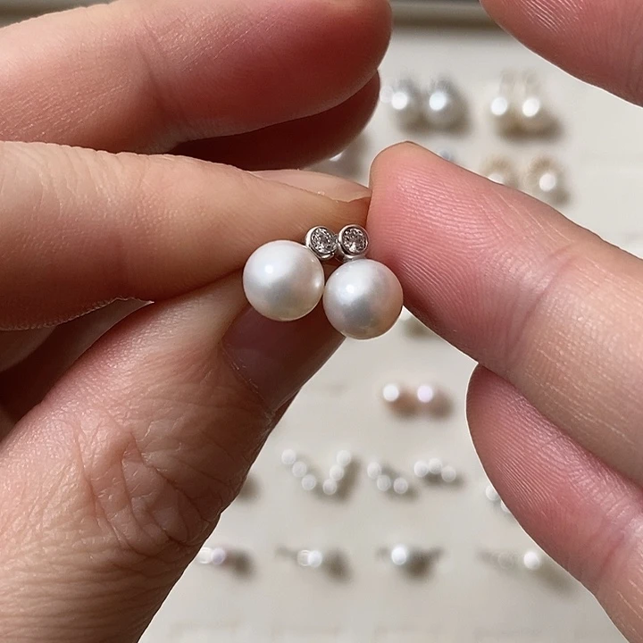 淡水珍珠耳饰银S925镶嵌