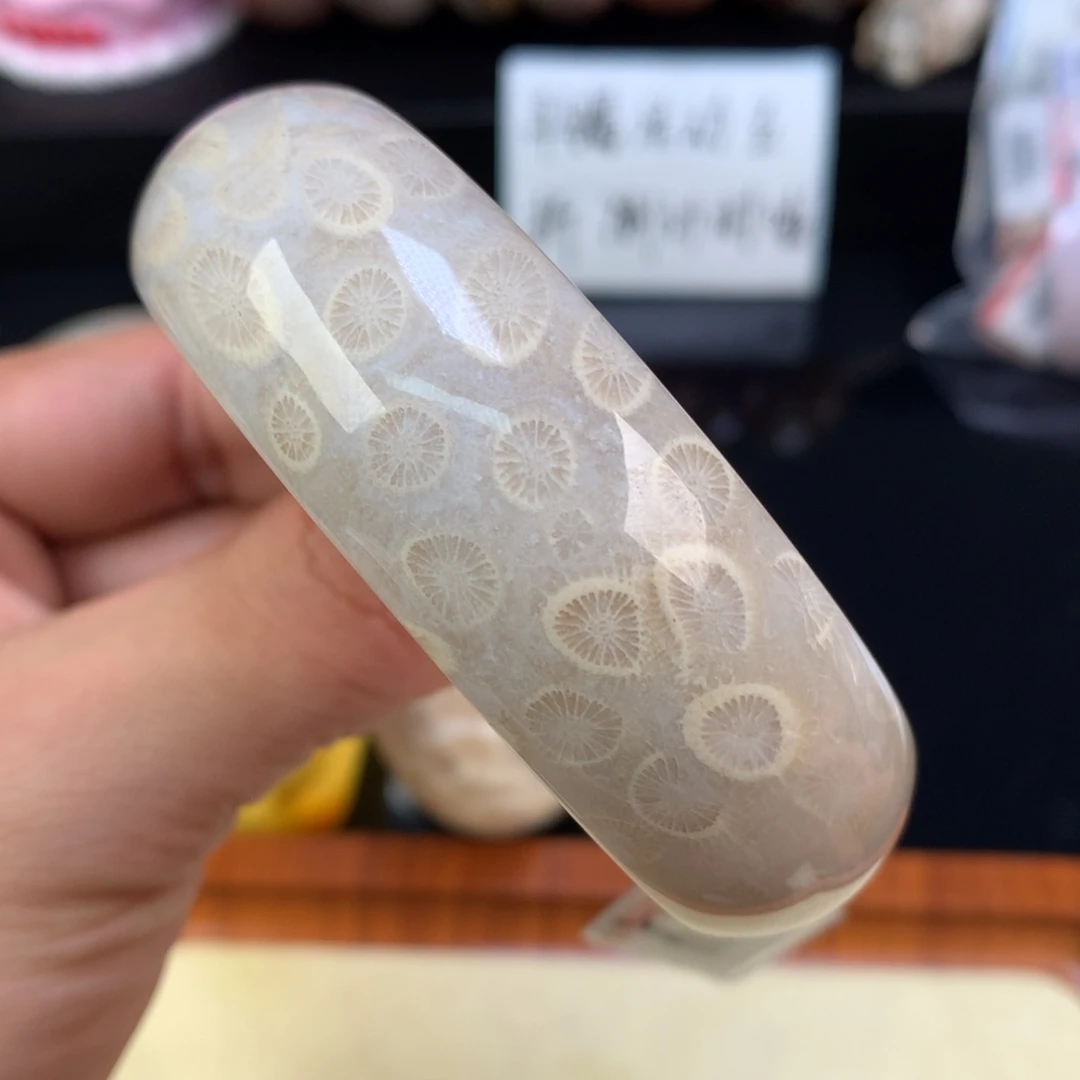 硅化珊瑚（珊瑚玉）未镶嵌颈饰14号灰白底调59.8圈