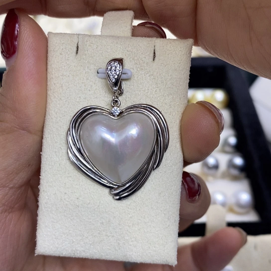 拼合珍珠（马贝珠）吊坠(不含链)银S925镶嵌