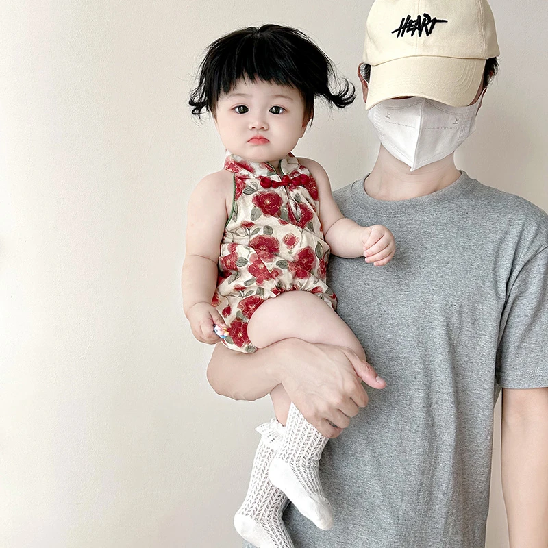 女幼儿满月百天包屁衣新中式儿童婴儿夏天衣服薄款宝宝夏季连体衣