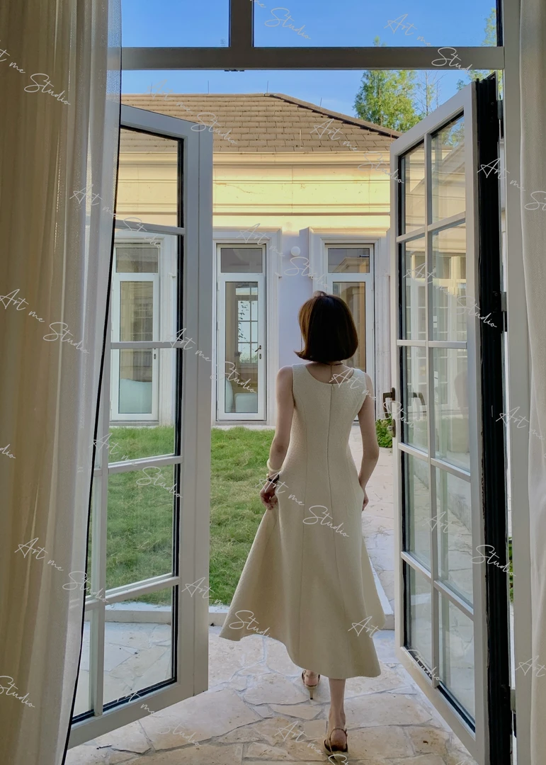 千金感优雅大裙摆流苏毛边粗花呢小香外套连衣裙套装w1772q2