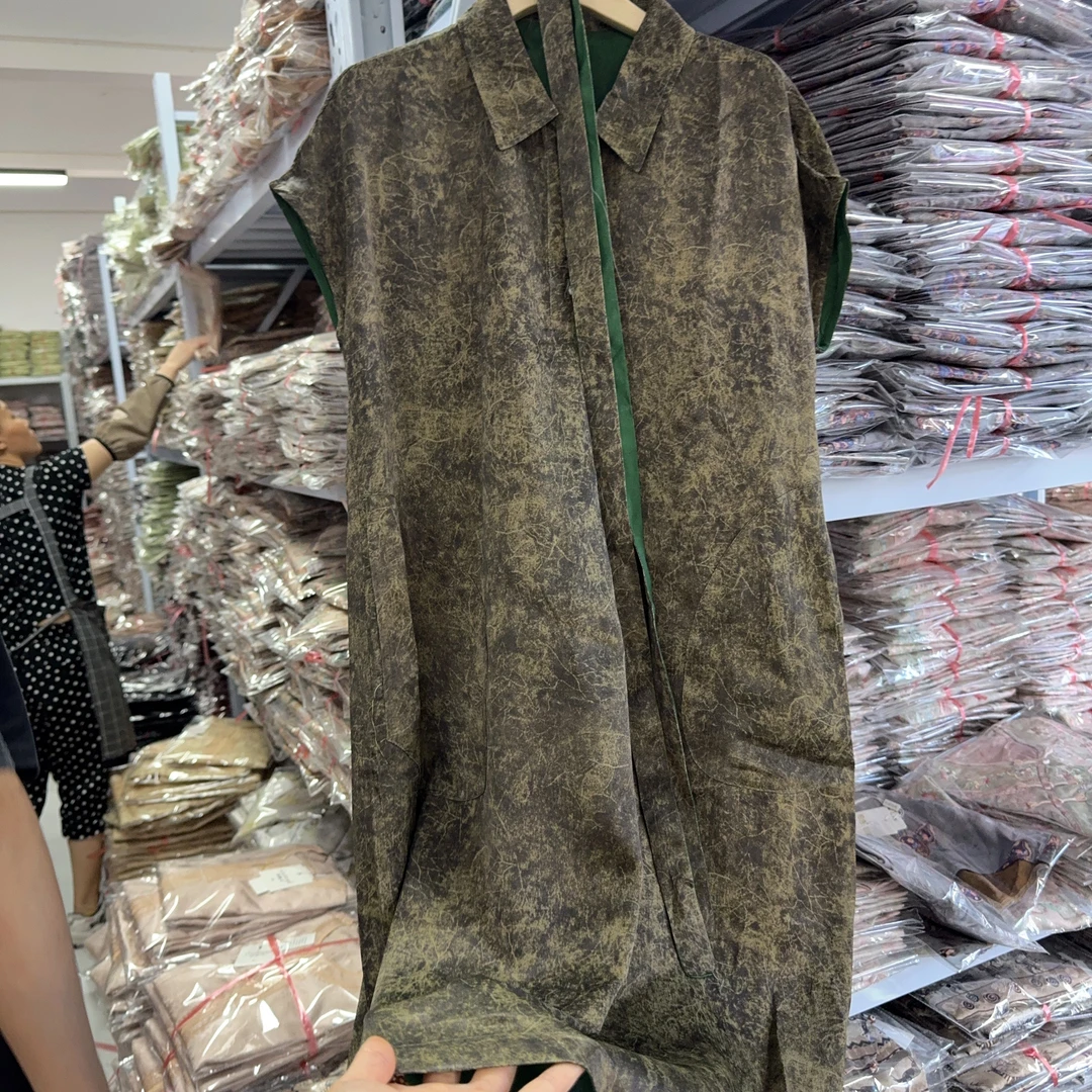 8293款新中式长款连衣裙【碎花皮】