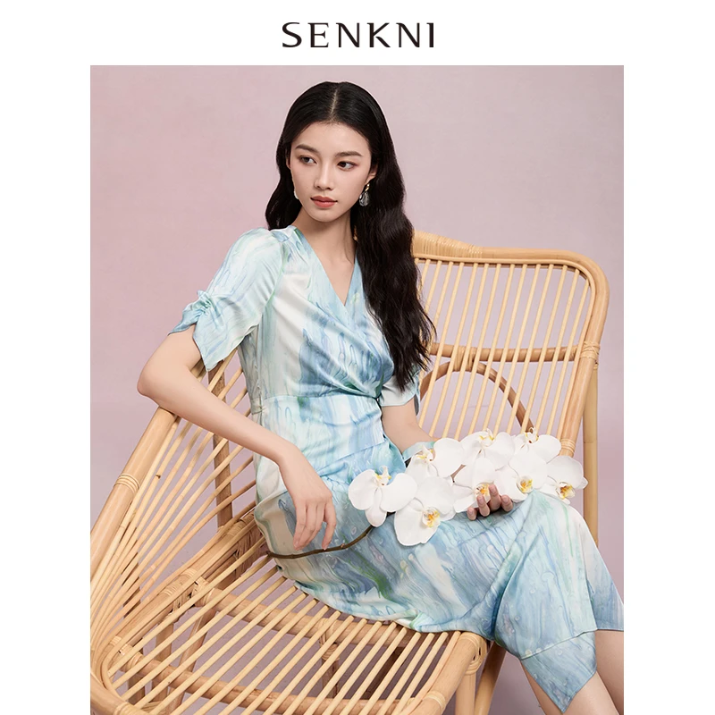 圣可尼晕染围裹式连衣裙优雅长裙S361206OD