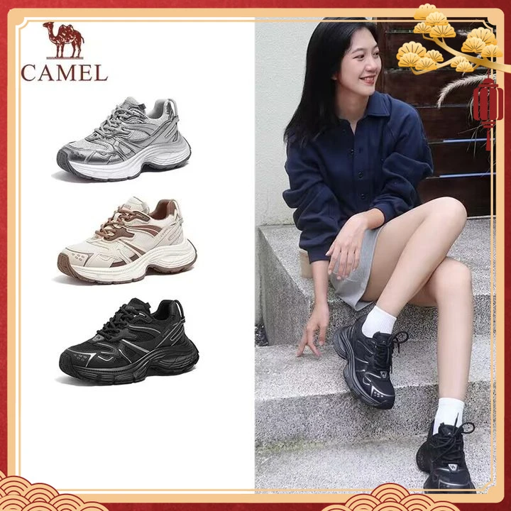 【耀月】骆驼女鞋2025春夏透气新款厚底时尚老爹鞋休闲跑步运动鞋子
