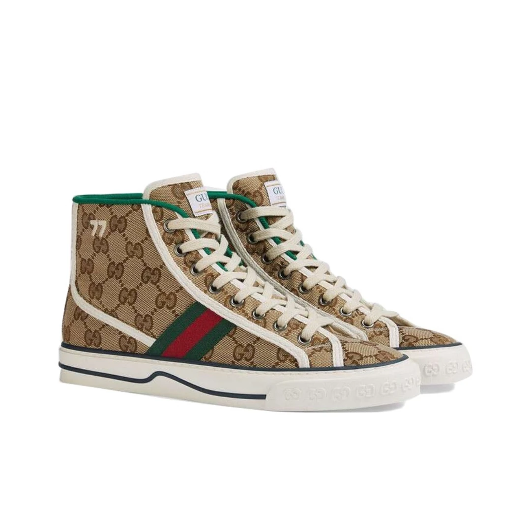 未使用 GUCCI/古驰 15587151全新乌木色 高帮帆布鞋