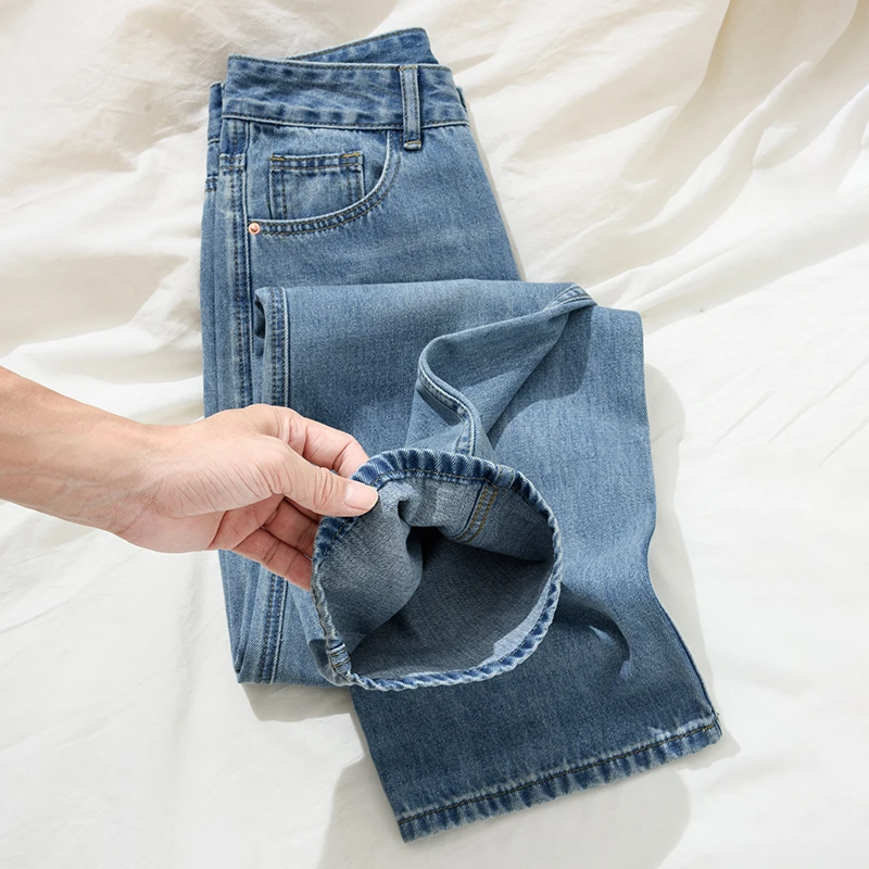 窄版阔腿牛仔裤女春秋夏季薄款2025新款高腰垂感宽松显瘦直筒裤子