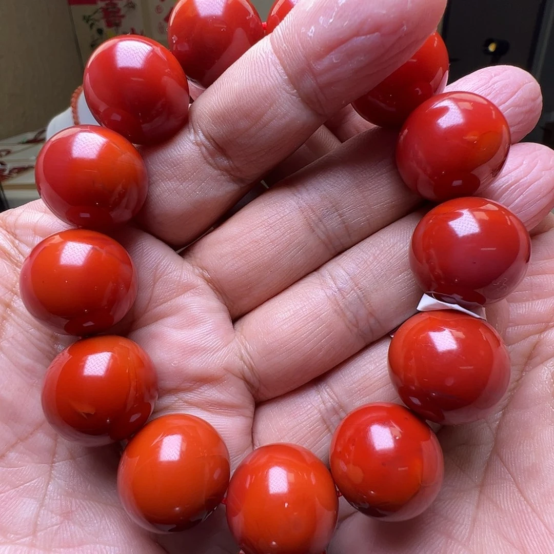 南红玛瑙未镶嵌19mm瓦西柿子锦红