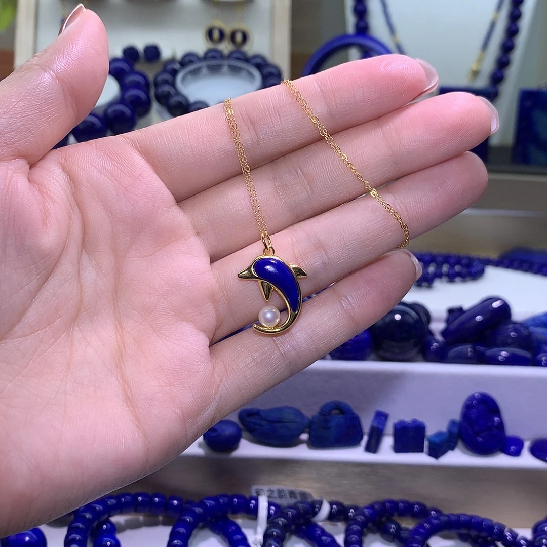 青金石合金天然原矿项链