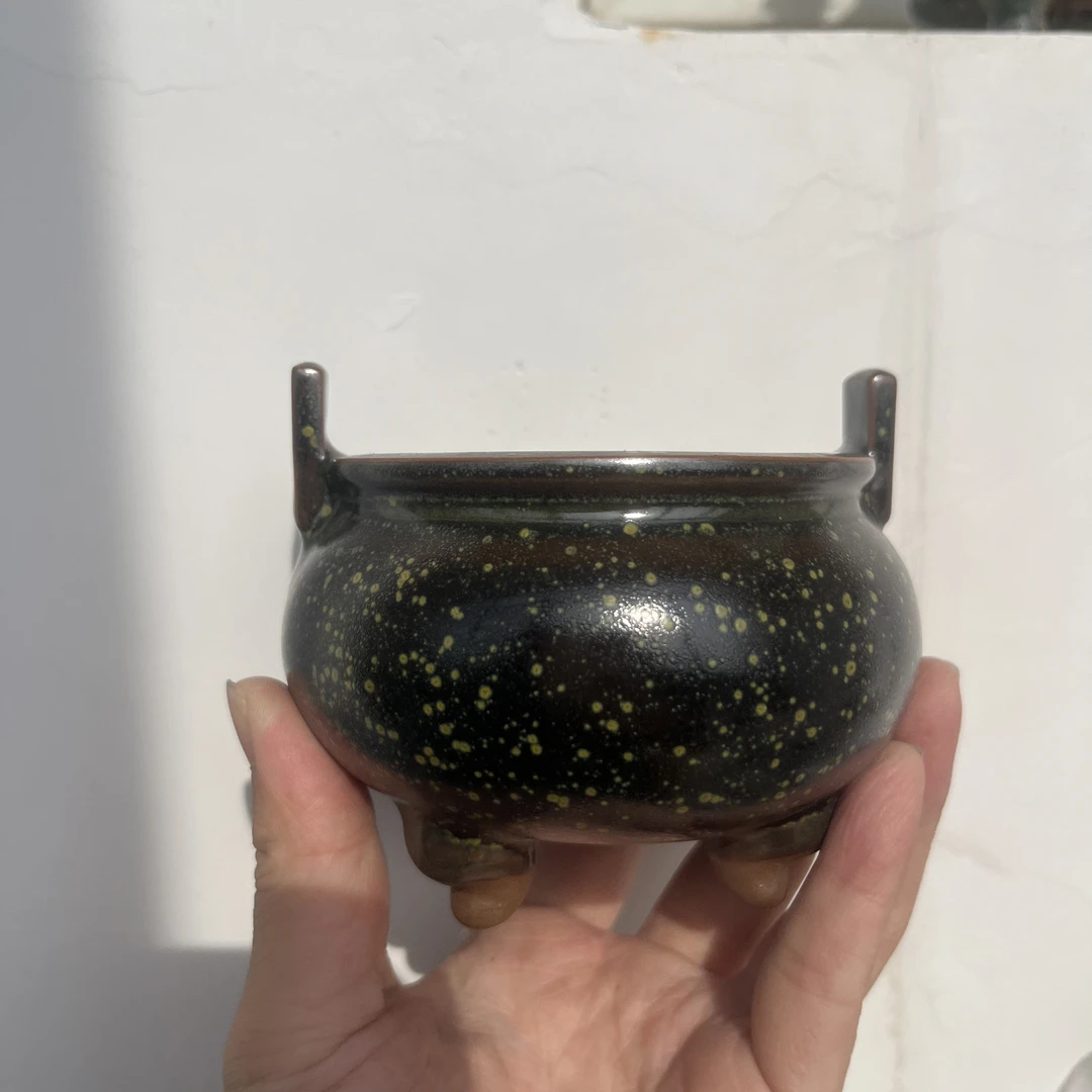 三足手工香炉茶叶沫釉