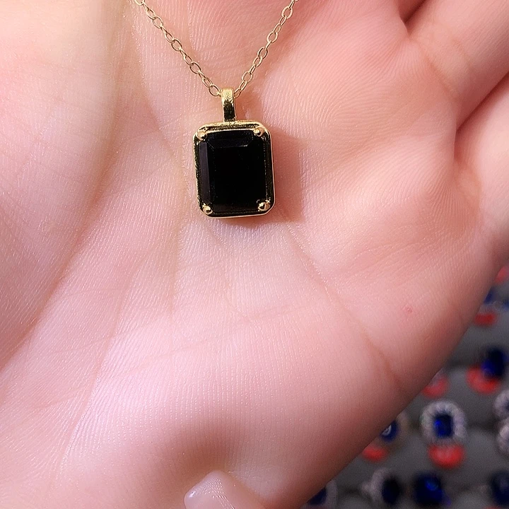 蓝宝石吊坠(赠链)银S925镶嵌