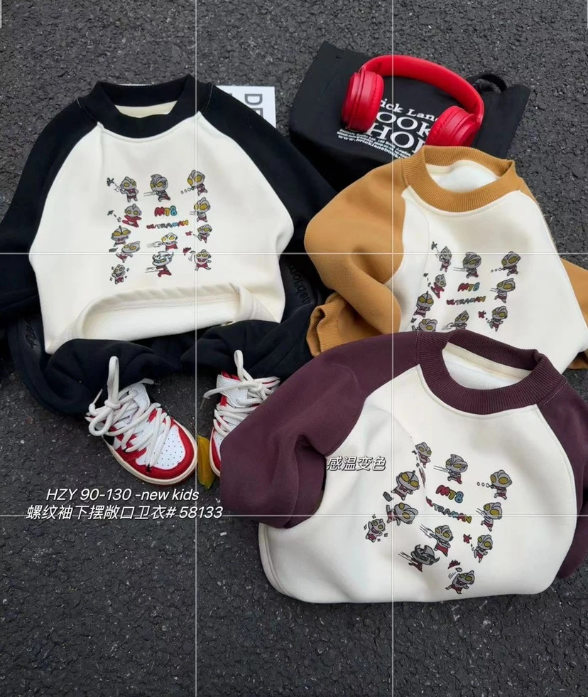 男女童套装小潮男时尚童装中大童秋冬撞色加绒