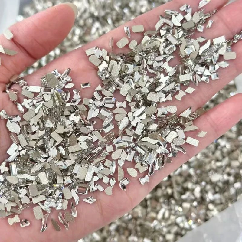 精灵同款仙气迷你小号白色超闪透平底异形混装美甲饰品水钻指甲