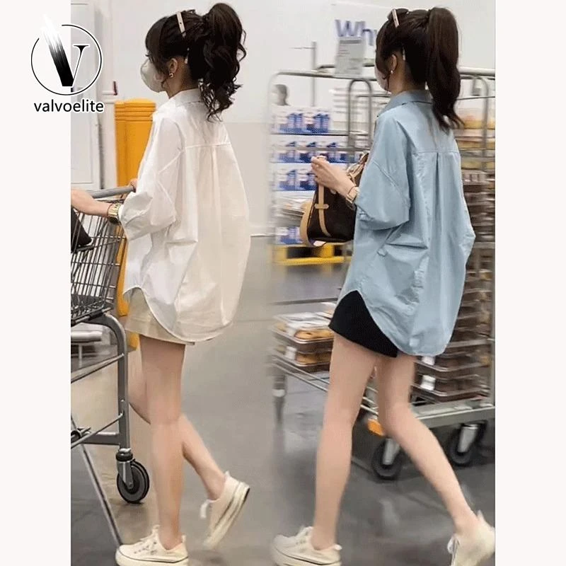 VALVOELITE短袖衬衫女恤夏新款设计感小众百搭外穿衬衣七分袖上衣