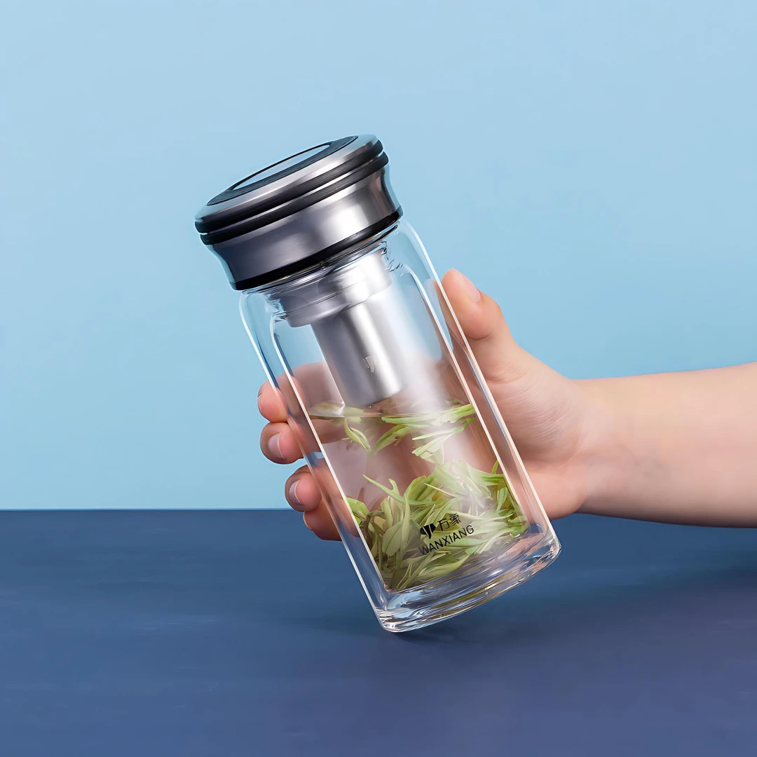 万象双层玻璃杯男士办公室泡茶水杯高档车载便携260ML高颜值小巧