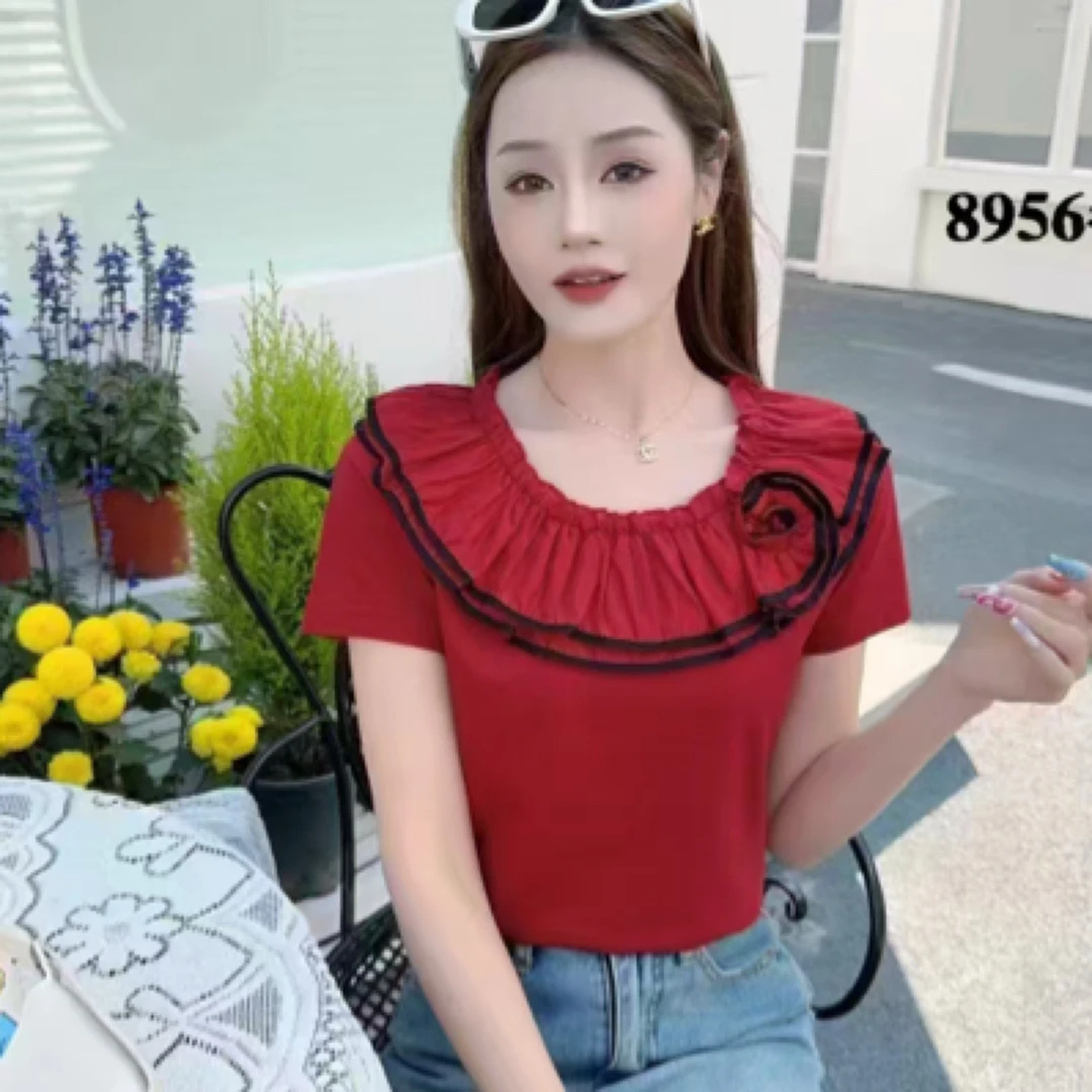 2520#【衣长52】短袖打底衫女百搭2025新款夏季显瘦小衫设计感上衣