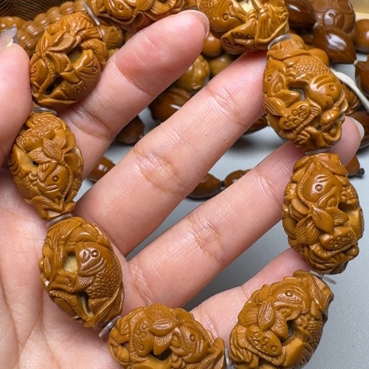 橄榄核手串/手链鱼戏莲花