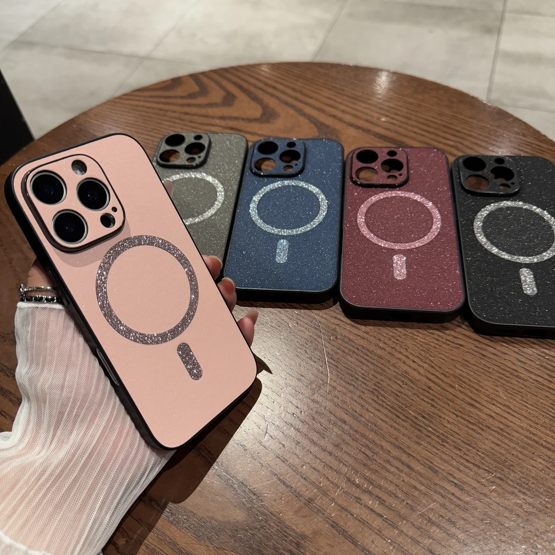 适用iPhone16promax闪粉壳苹果14/13磁吸12高档简约11潮15