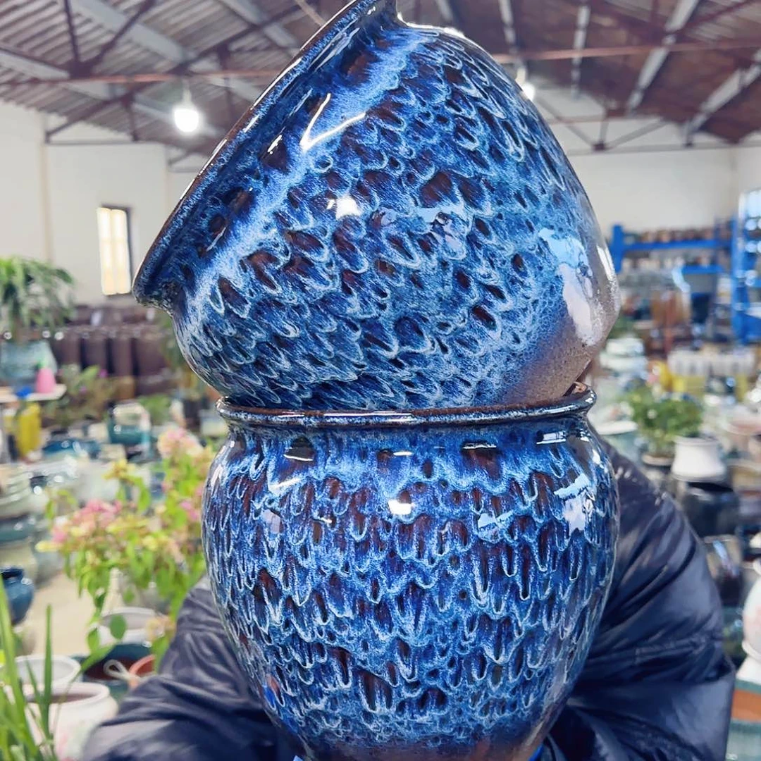 紫砂花盆高20口20