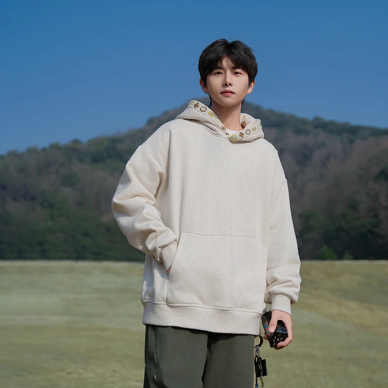 迈特优春季新款青少年连帽印花卫衣运动男士青少年潮流上衣5119