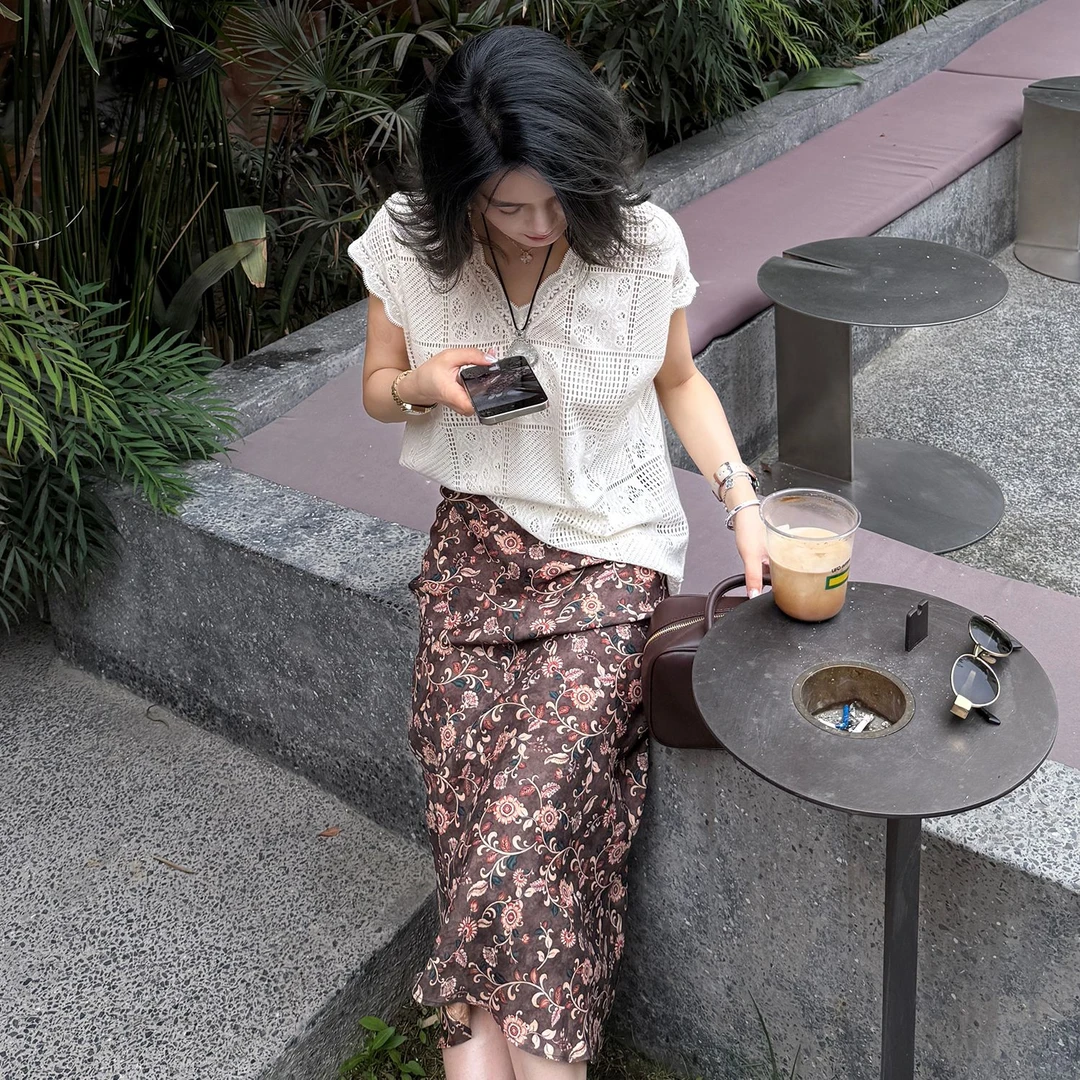 TheLOE/[中古情话]高级感高腰碎花减龄垂感半身裙#05.18Q-G5612