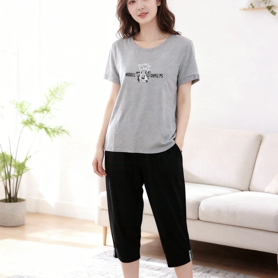 佐雅修身休闲运动七分裤套装