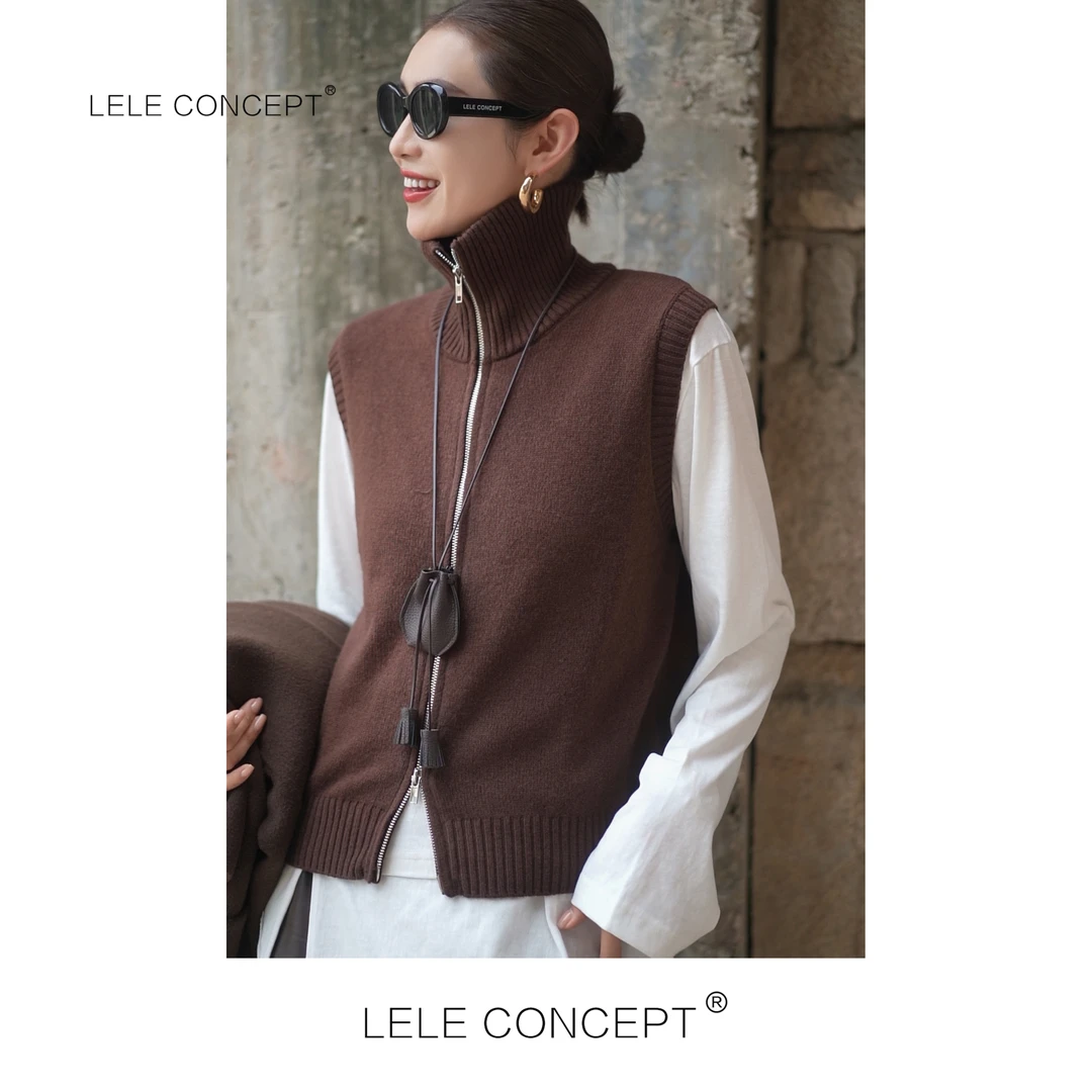LELE CONCEPT丨「丽」时装无袖拉链针织马甲FJ25C0166Y