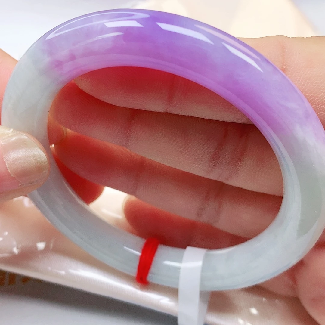 未镶嵌手镯翡翠天然A货翡翠浓郁紫妖紫圆条