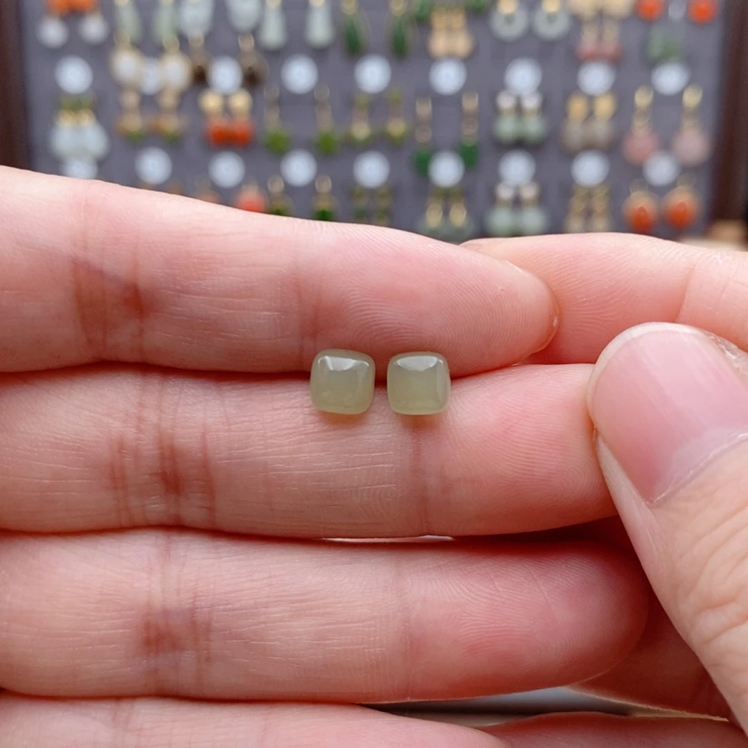 银S925镶嵌和田玉耳饰