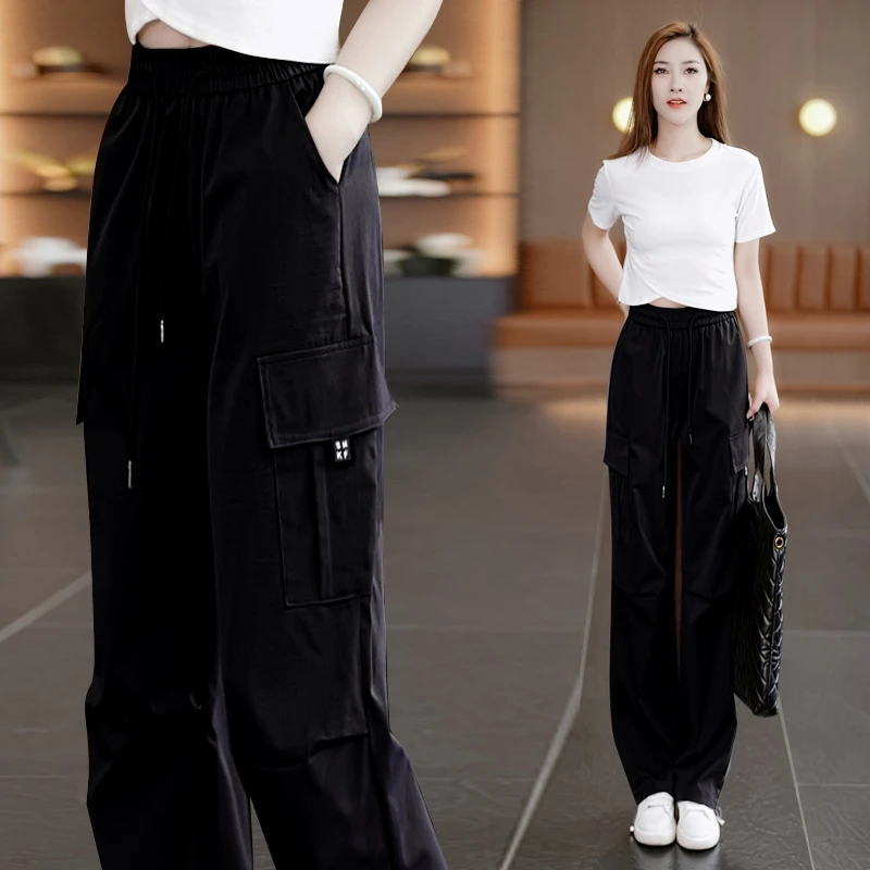 时尚休闲工装裤女秋季2025新款高腰宽松舒适时尚百搭休闲阔腿裤子